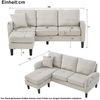 Ecksofa H 77 x T 118 x B 166 cm – modulares L‑Sofa, Baumwoll‑Leinenbezug, Beige/Grau/Weiß, 3‑Sitzer mit Chaiselongue Bild 3