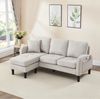 Ecksofa H 77 x T 118 x B 166 cm – modulares L‑Sofa, Baumwoll‑Leinenbezug, Beige/Grau/Weiß, 3‑Sitzer mit Chaiselongue Bild 4