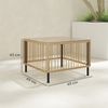 Beistelltisch 65x65x43 cm, PE-Rattan mit gehärteter Glasplatte, Natural Wood, geometrisches Sonnenstrahl‑Design Bild 3