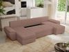 U-förmiges Ecksofa mit Schlaffunktion, genähter Sitz, zwei Armlehnen und losen Kissen - UMBRIA U - Rosa Boucle Bild 4