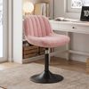 Devoko Höhenverstellbarer Schminkstuhl Rosa, 360° Drehstuhl mit Rückenlehne, Samtoptik Barhocker für Esszimmer, Wohnzimmer und Salon Bild 2