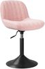 Devoko Höhenverstellbarer Schminkstuhl Rosa, 360° Drehstuhl mit Rückenlehne, Samtoptik Barhocker für Esszimmer, Wohnzimmer und Salon Bild 3