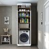 Roomart Waschmaschinenschrank DORA-II- Waschmaschinen- & Trocknerschrank mit Türen & Ausziehbrett – Waschküchenschrank für Waschmaschine & Trockner • Weiß-Eiche Bild 3