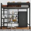 Etagenbett 90×200 cm mit Rausfallschutz, Tisch und Kleiderschrank, Schwarz, ohne Matratze Bild 4