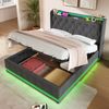 Polsterbett 140x200 cm aus Leinen mit Stauraum und 360° LED-Beleuchtung Bild 3