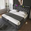 Polsterbett 140x200 cm aus Leinen mit Stauraum und 360° LED-Beleuchtung Bild 2