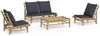vidaXL 4-tlg. Garten-Lounge-Set mit Dunkelgrauen Kissen Bambus 3156480 Bild 2