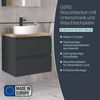 BADEDU GERS Waschbecken mit Unterschrank 60 cm breit, Grau, Aufsatzwaschbecken Keramik Weiß Waschtischplatte Braun hell Bild 2