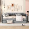 Ulife Daybett Tagesbett Polsterbett mit Unterbett (Gepolstertes Einzeltagesbett mit Rollbett), 90x200cm+90x190cm Leinen Bild 2