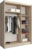 MOEBLO Kleiderschrank BORNEO A1 (Wohnzimmerschrank 2-türig Schrank Gaderobe Schiebtüren, mit Spiegel Schwebetürenschrank mit Einlegeböden und Kleiderstange) (BxHxT): 130/150x200x60cm Bild 2