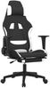 Gaming-Stuhl mit Fußstütze Drehbar Schwarz und Weiß Stoff, Drehbar [345508] Bild 2