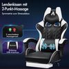 Gaming-Bürostuhl mit Fußstütze, Lendenkissen, Neigungsverstellung, Ledersitz Bild 5