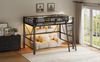 Merax Hochbett, Metall Kinderbett 140x200 cm mit Aufbewahrungskorb & LED-Beleuchtung, Schwarz Bild 5