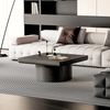 Couchtisch 38x78x78 cm, schwarz, mit quadratischer Tischplatte in Parquet-Optik und zylindrischem Sockel Bild 4