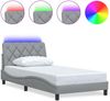 vidaXL Bettgestell mit LED ohne Matratze Hellgrau 100x200 cm Stoff 3310650 Bild 2