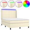 vidaXL Polsterbett mit Matratze & LED Creme 140x200 cm Kunstleder, Härtegrad: H2 [3139267] Bild 2