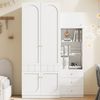 Merax Kleiderschrank-Set, 2-türiger Kleiderschrank + Vitrine, Schlafzimmermöbel-Set, Schlafzimmer-Aufbewahrungsmöbel, Lack-Kleiderschrank + Aufbewahrungsschrank, Weißes Möbel-Set,80×50×200 cm,50×40×180 cm Bild 2