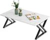 Moderner Couchtisch Holz Marmor Weiß Schwarz 100x48x55 cm Metallgestell Bild 1