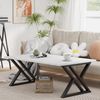 Moderner Couchtisch Holz Marmor Weiß Schwarz 100x48x55 cm Metallgestell Bild 2