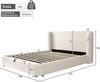 Merax Polsterbett, 180 x 200cm Doppelbett, hydraulisches Funktionsbett, Bett mit Lattenrost, Kopfteil und großem Stauraum, gepolstertes Kopfteil, Beige Bouclé Bild 4