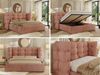 Polsterbett FLONELLE CLASSIC 200 x 200 cm mit Stauraum, Federholzlattenrost, Massivholzrahmen, gestepptes Kopfteil Gasdruckfeder Schlafzimmerbett - Rosa Samt Bild 2