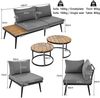 Gartenlounge-Set für 5-6 Personen, Gartenmöbel, Essgruppe für Terrasse Balkon Garten Indoor Outdoor, Rahmen aus verzinktem Eisen, Essgruppe 6-tlg, (2x2er-Sofa, 2xEinzelsessel, 2xTisch) Bild 4
