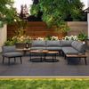 Gartenlounge-Set für 5-6 Personen, Gartenmöbel, Essgruppe für Terrasse Balkon Garten Indoor Outdoor, Rahmen aus verzinktem Eisen, Essgruppe 6-tlg, (2x2er-Sofa, 2xEinzelsessel, 2xTisch) Bild 3