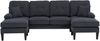 Sofa U-Form 250x130x88 cm Dunkelgrau mit Leinenbezug, zwei Chaise-Lounges, Stauraumtaschen und USB/TYPEC-Anschlüssen Bild 5
