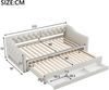 Tagesbett 90x200 cm mit Ausziehbett, drei Schubladen und LED-Beleuchtung – gepolstert in Beige Bild 5