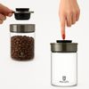 BURI Vorratsglas Vakuumglas 3er Set 450ml | Vorratsdosen Glas mit Edelstahl Deckel & Vakuum Klick-Mechanismus | Luftdicht mottensicher auslaufsicher stapelbar spülmaschinenfest Bild 4