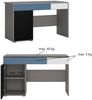 Jugendzimmer Set mit Schreibtisch und Sideboard LIIVA-129 in grau mit schwarz, weiß, blau Bild 5