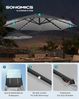 Songmics Sonnenschirm, Ampelschirm, 300 cm, 28 Solar-LED-Leuchten, UPF 50+, Gartenschirm, um 360° drehbar, Neigungswinkel stufenlos verstellbar, mit Kurbel, Kreuzfuß, Taubengrau Bild 2