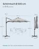 Songmics Sonnenschirm, Ampelschirm, 300 cm, 28 Solar-LED-Leuchten, UPF 50+, Gartenschirm, um 360° drehbar, Neigungswinkel stufenlos verstellbar, mit Kurbel, Kreuzfuß, Taubengrau Bild 5
