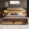 MODFU Holzbett mit Schubladen und Stauraum (Doppelbett, 1-tlg, 180×200cm, mit Matratze (H20cm), mit USB&Type-C Ladeanschluss Bild 2