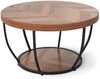 Couchtisch rund Sofatisch Holz mit 2 Ebenen &Metallrahmen Wohnzimmertisch Kafeetisch Natur Bild 2