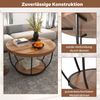 Couchtisch rund Sofatisch Holz mit 2 Ebenen &Metallrahmen Wohnzimmertisch Kafeetisch Natur Bild 4