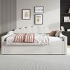 Gepolstertes 140x200 cm Tagesbett mit LED-Gürtel und Ausziehbett, Beige Bild 3