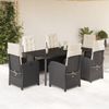 vidaXL 7-tlg. Garten-Essgruppe mit Kissen Schwarz Poly Rattan 3212307 Bild 1