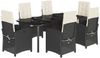 vidaXL 7-tlg. Garten-Essgruppe mit Kissen Schwarz Poly Rattan 3212307 Bild 2