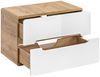 Badezimmer Set mit LED-Spiegelschrank & Keramik Waschtisch LUTON-56 in Hochglanz weiß mit Wotan Eiche Nb, B/H/T ca. 180/200/46 cm Bild 2