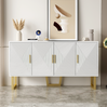 Sideboard weiß, 4 Türen hochglänzend, goldene Griffe, höhenverstellbar, B150xT40xH82 cm Bild 2
