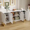 Sideboard weiß, 4 Türen hochglänzend, goldene Griffe, höhenverstellbar, B150xT40xH82 cm Bild 5