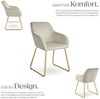 tectake Esszimmerstuhl Polsterseesel in Samtoptik, Belastbarkeit 120 kg, 57 x 61 x 85,5 cm (Küchenstuhl Jeane in Samtoptik creme/gold, 6 St), höhenverstellbare Füße, durchgehende Lehne, Kufengestell aus Stahl Bild 3