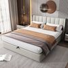 Flieks Polsterbett, LED Stauraumbett Doppelbett mit USB/ Verstellbarem Kopfteil 140x200cm Bild 2