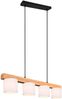 LED Holzbalken Pendelleuchte 4-flammig, Stoff Lampenschirme Weiß, B: 75cm Bild 2
