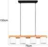 LED Holzbalken Pendelleuchte 4-flammig, Stoff Lampenschirme Weiß, B: 75cm Bild 4