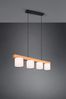 LED Holzbalken Pendelleuchte 4-flammig, Stoff Lampenschirme Weiß, B: 75cm Bild 3