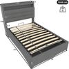 Polsterbett Leinen mit LED, Stauraum & USB-Anschluss, 90x200 cm, Grau, ohne Matratze Bild 3