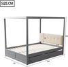 Graues Zeltbett 140x200 cm Mit Schubladen Und Gepolsterter Rückenlehne Kinderbett Massivholz Zeltdesign Spielbett Traumzelt Stauraum Bett Moskitonetz Option Schlafzimmer Bett Grau Bild 3