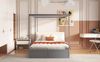 Graues Zeltbett 140x200 cm Mit Schubladen Und Gepolsterter Rückenlehne Kinderbett Massivholz Zeltdesign Spielbett Traumzelt Stauraum Bett Moskitonetz Option Schlafzimmer Bett Grau Bild 5